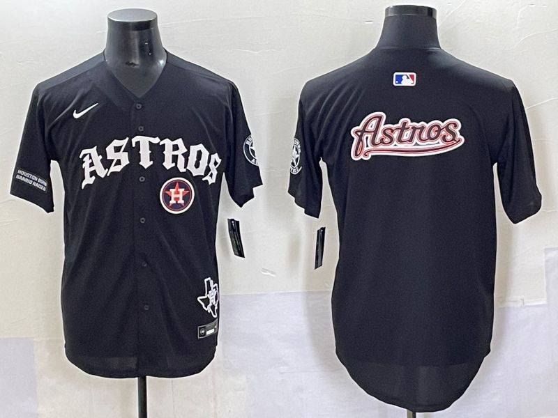 Men 2025 Houston Astros Blank Black Seven generations Joint Name Nike MLB Jersey style 24->houston astros->MLB Jersey